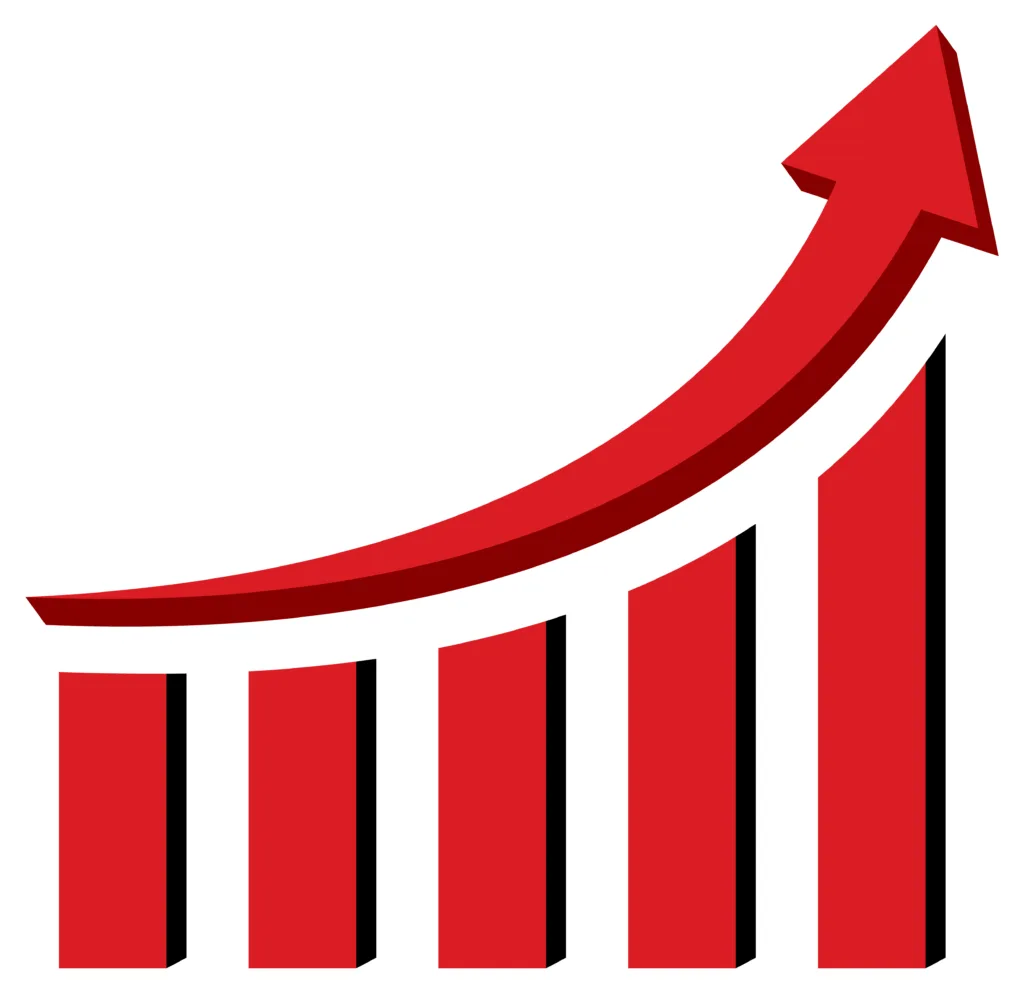 Red arrow going up with bar chart illustration boost-your-visibility