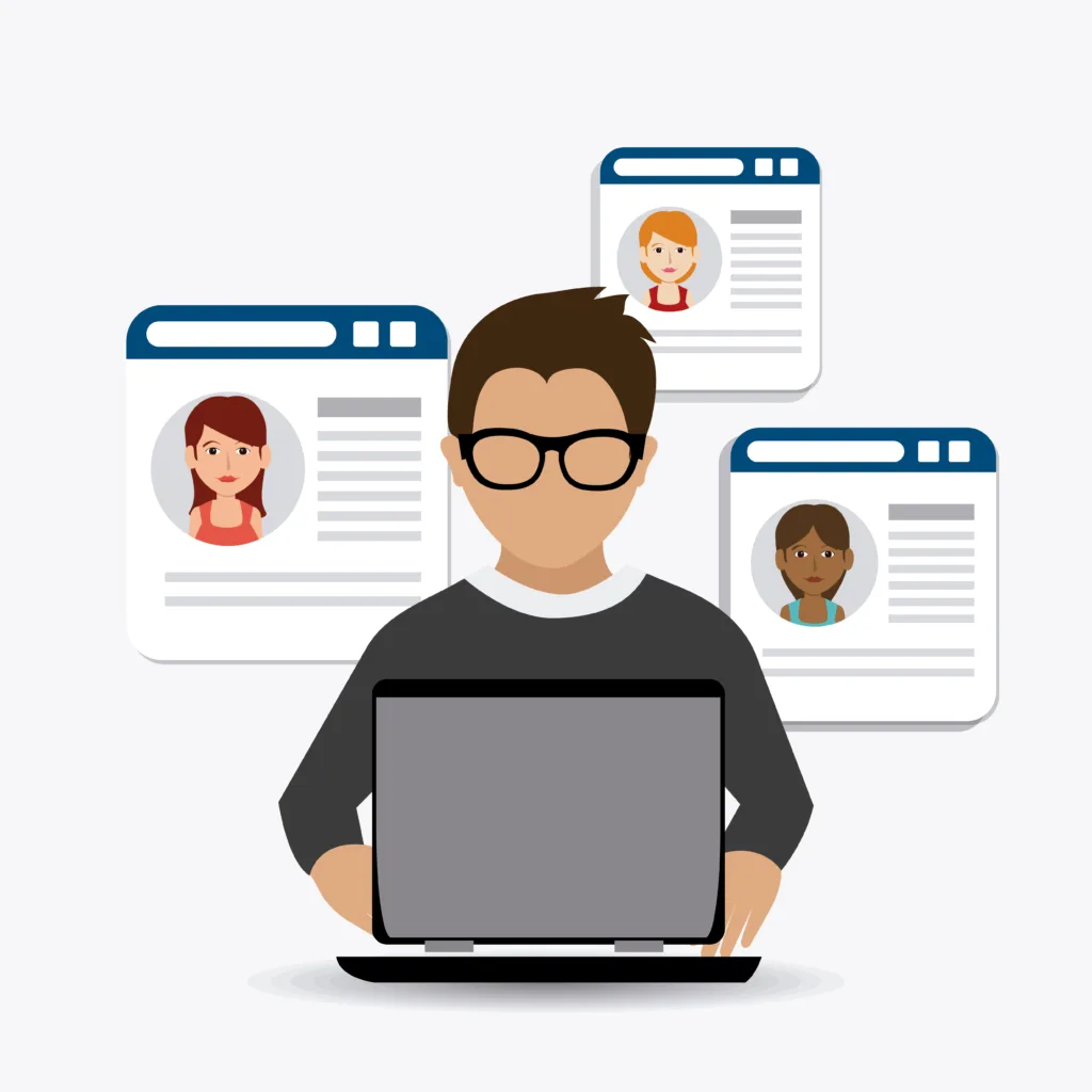 Follow me social and business theme design, vector illustration. google my business