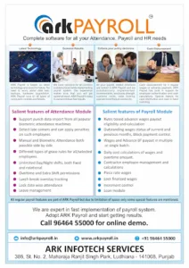 ARK INFOTECH SERVICES LUDHIANA biometric-integrated attendance tracking software dashboard.