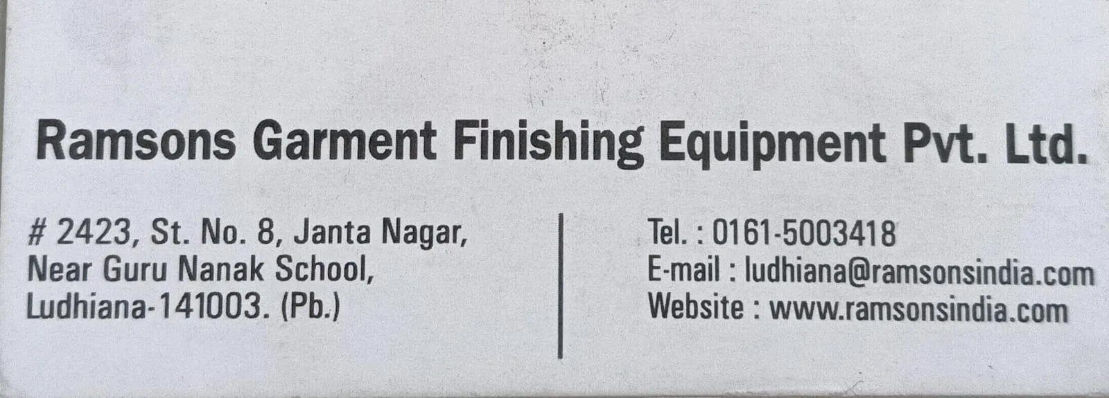 RAMSONS GARMENTS FINISHING EQUIPMENT PVT .LTD